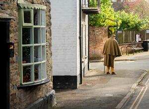 An old man walking the streets of Presteigne
