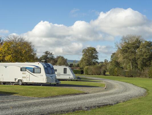 5 star touring caravan tent site, Presteigne, Wales