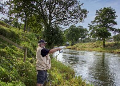 luxury holiday lodges with river fishing plots for sale in Wales - River Teme fishing photo