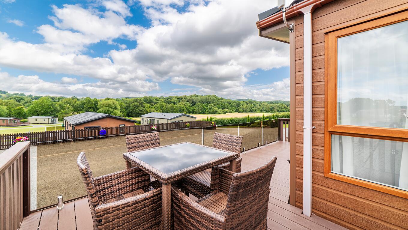 Pemberton Marlow for sale at Rockbridge Country Holiday Park, Mid Wales - view from decking photo