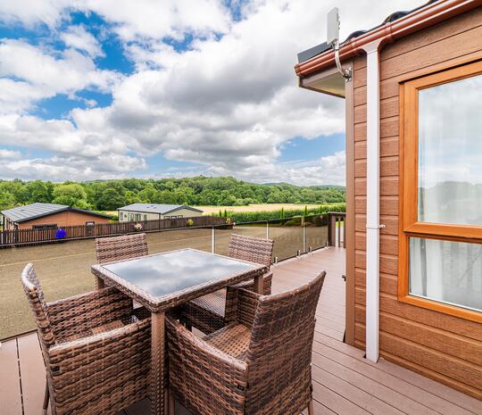 Pemberton Marlow for sale at Rockbridge Country Holiday Park, Mid Wales - view from decking photo