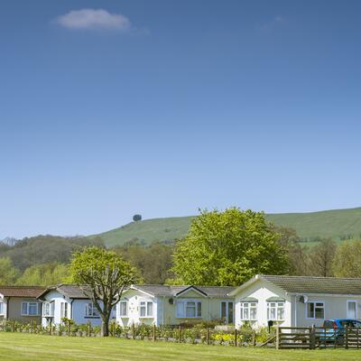 Residential park homes at Rockbridge, Mid Wales.