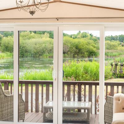 ABI Beaumont holiday home for sale at Pearl Lake Country Holiday Park. Viw from lounge windows.
